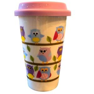 CIROA PORCELAIN TUMBLER  OWLS- 8 Fluid Oz. EUC